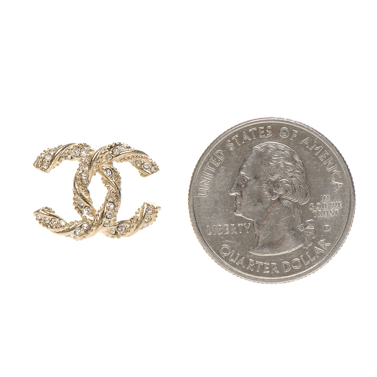 Crystal Twisted CC Earrings Gold