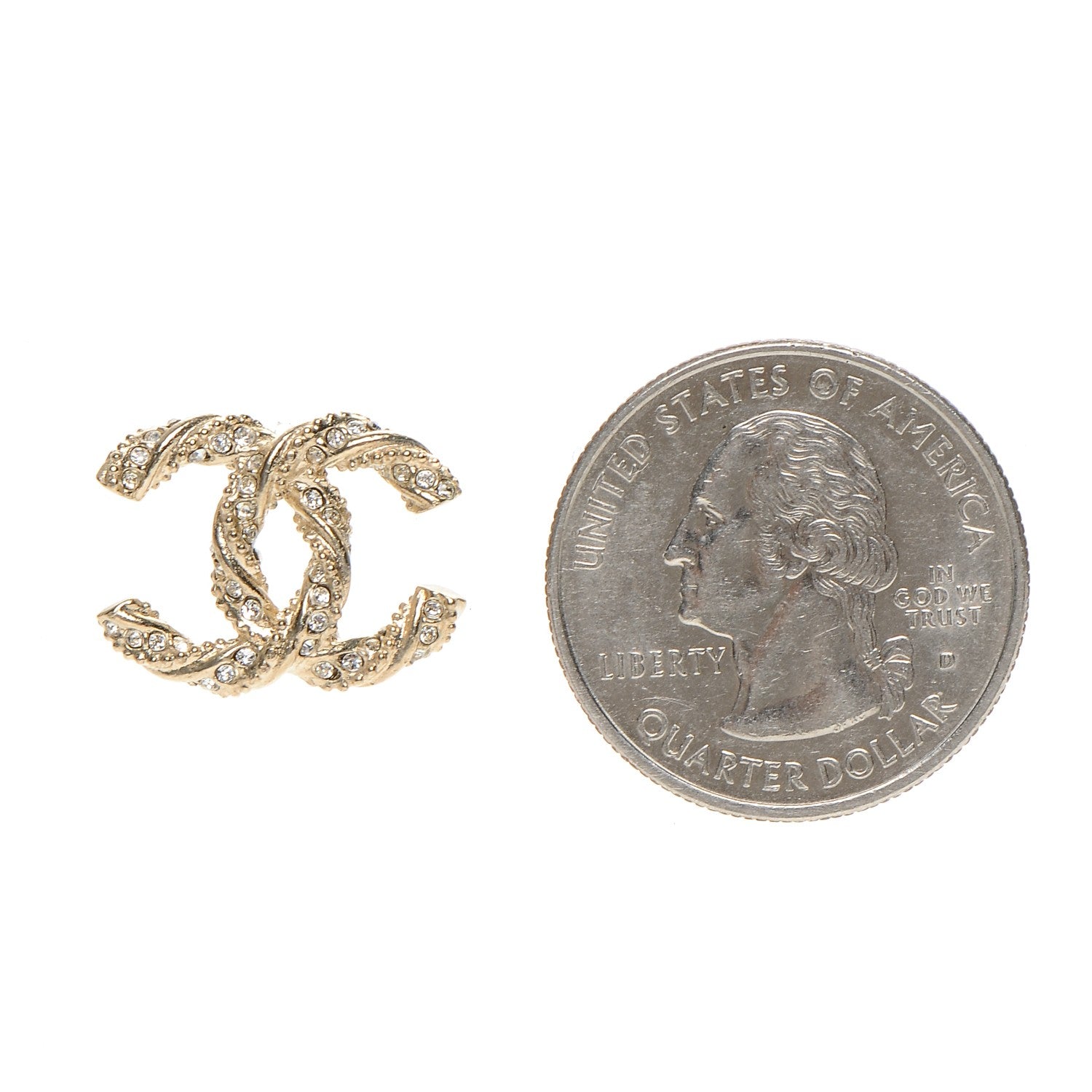 Chanel Crystal Twisted CC Earrings Gold 2 of 4