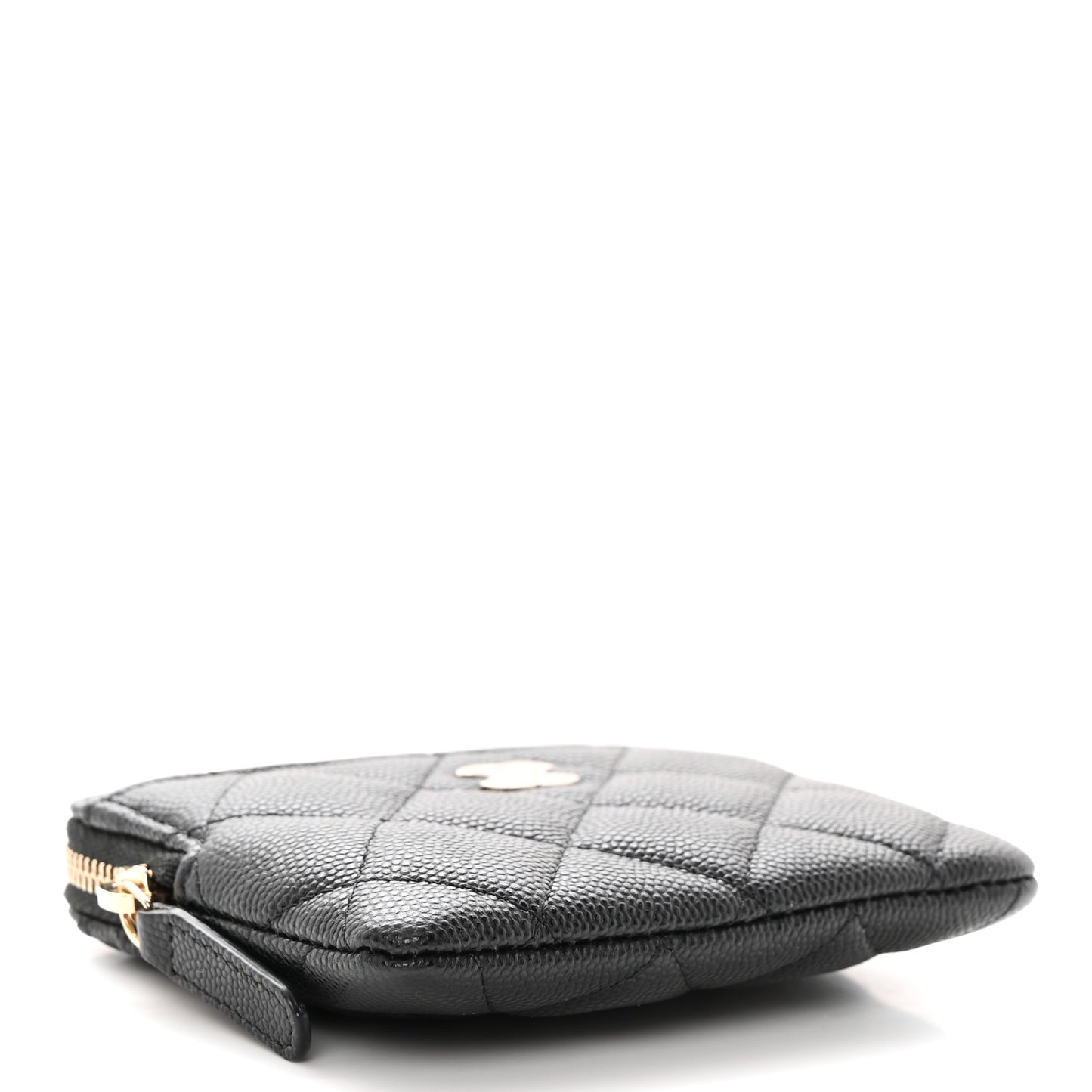 Caviar Quilted Zip Card Holder Wallet Black