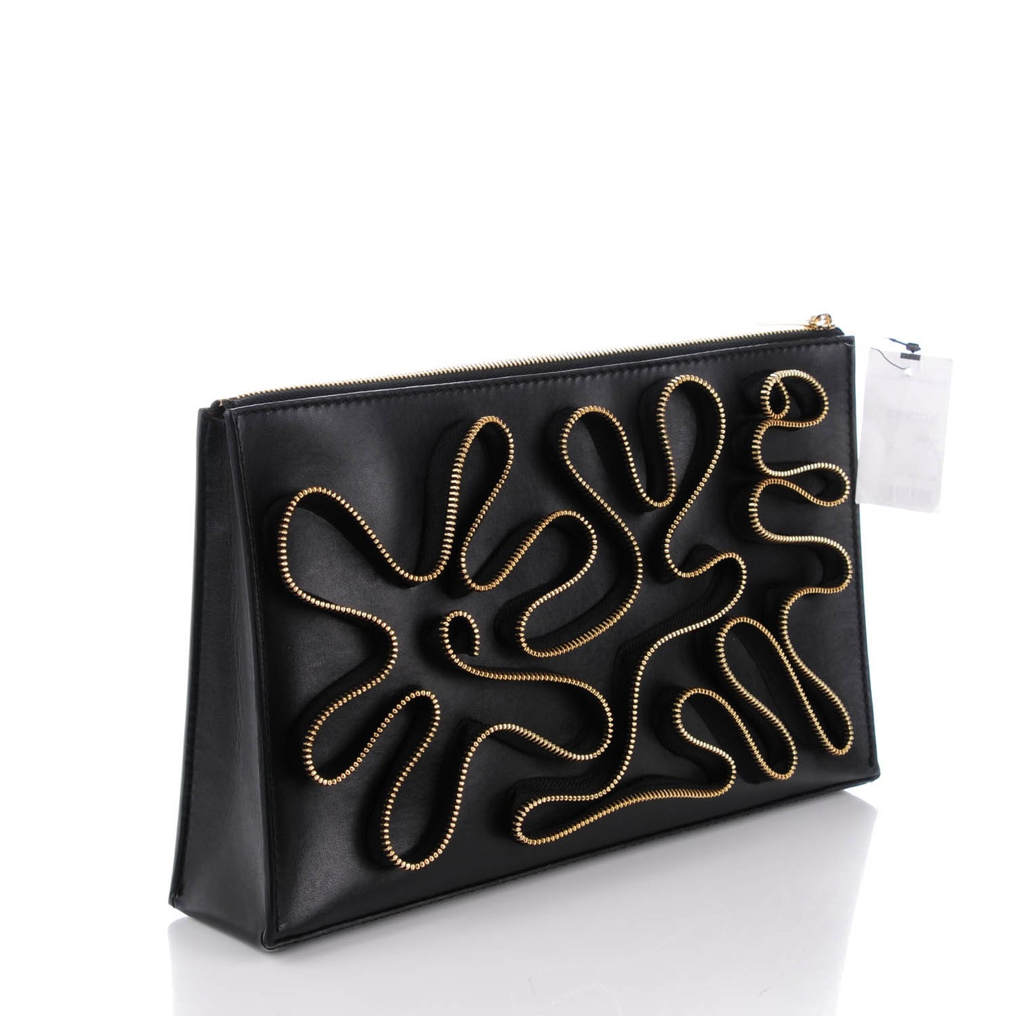 Faux Nappa Cavendish Zipper Clutch Black