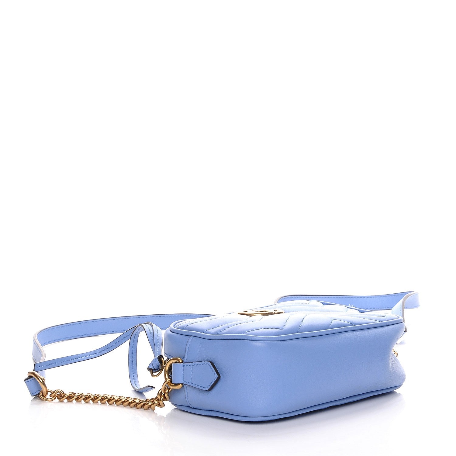 Gucci Calfskin Matelasse Mini GG Marmont Chain Shoulder Bag Clear Sky Blue 4 of 7