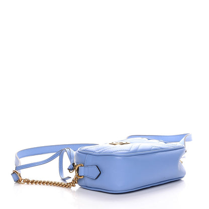 Gucci Calfskin Matelasse Mini GG Marmont Chain Shoulder Bag Clear Sky Blue 4 of 7