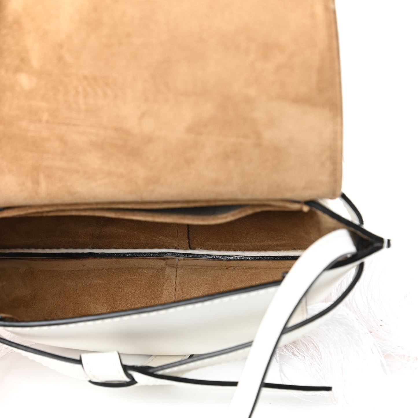 Calfskin Mini Fringe Gate Crossbody Bag White
