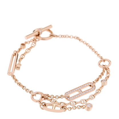 Hermes 18K Rose Gold Diamond Chaos Bracelet XS 1 of 4