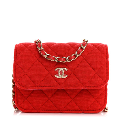 Chanel Jersey Quilted Micro Mini Flap Red 1 of 10