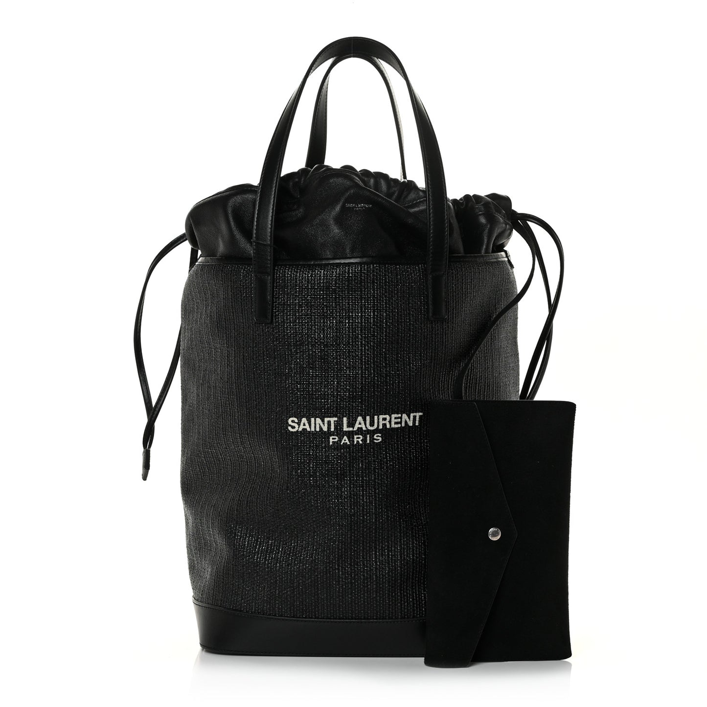 Linen Canvas Teddy Shopping Bag Black
