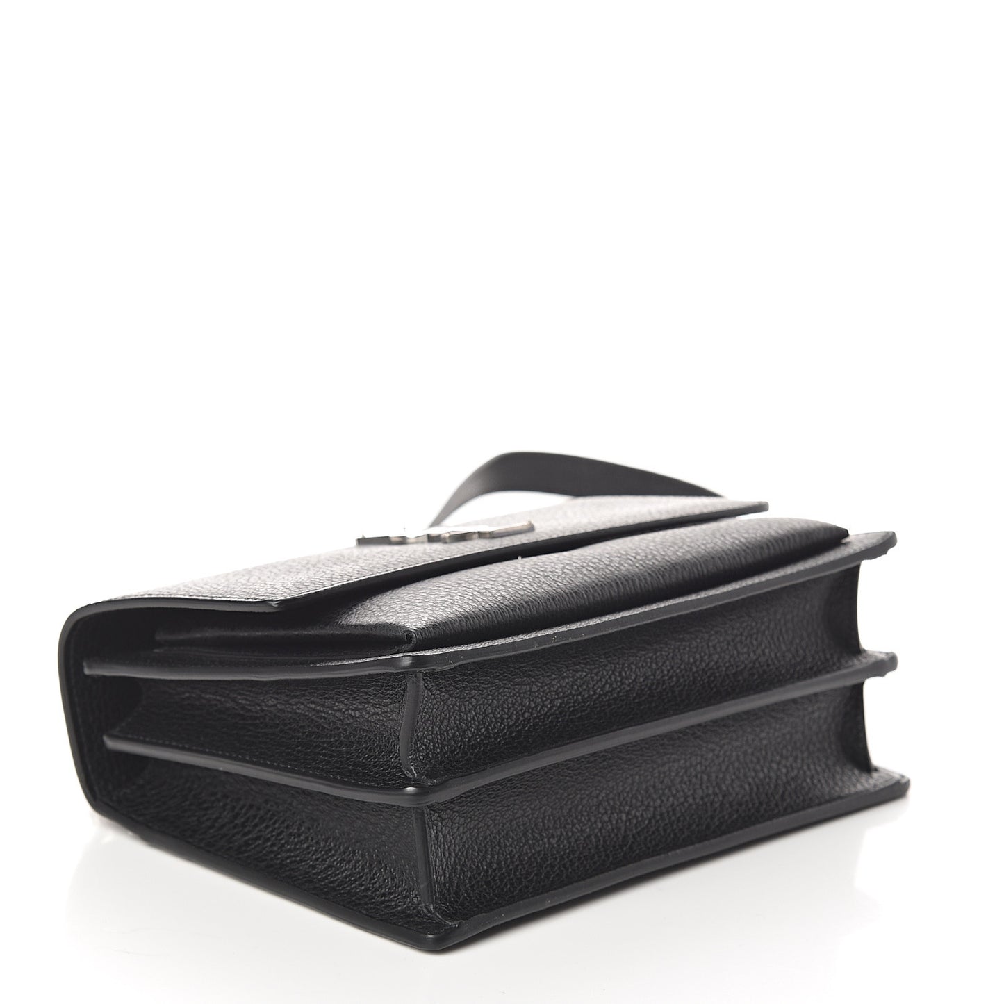 Grained Calfskin Medium Monogram Sunset Satchel Black
