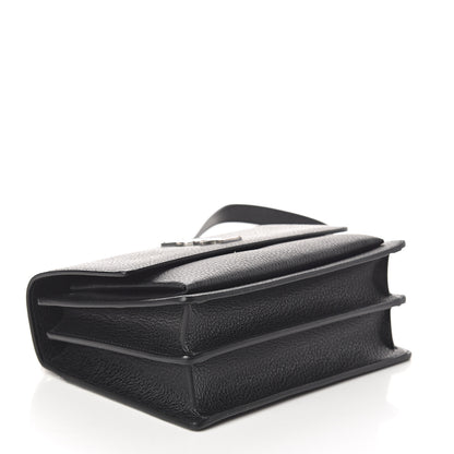 Saint Laurent Grained Calfskin Medium Monogram Sunset Satchel Black 3 of 8