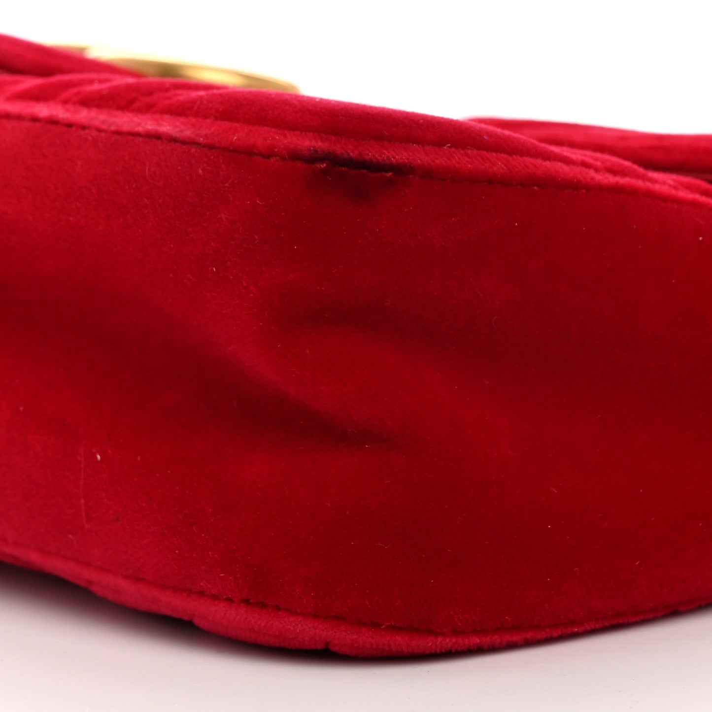 Velvet Matelasse Small GG Marmont Shoulder Bag Hibiscus Red