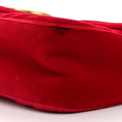 Gucci Velvet Matelasse Small GG Marmont Shoulder Bag Hibiscus Red 10 of 11