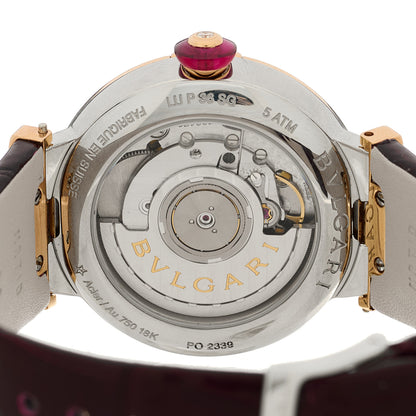 Bulgari Stainless Steel 18K Rose Gold Alligator Diamond 36mm LVCEA Automatic Watch Burgundy 4 of 5