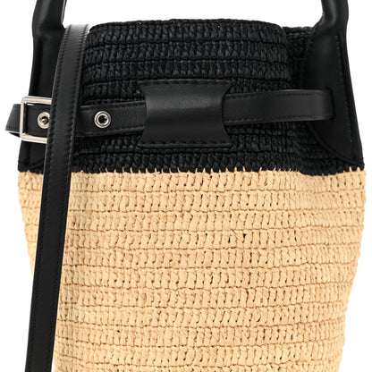 Celine Raffia Calfskin Nano Big Bag Bucket Black Natural 7 of 10