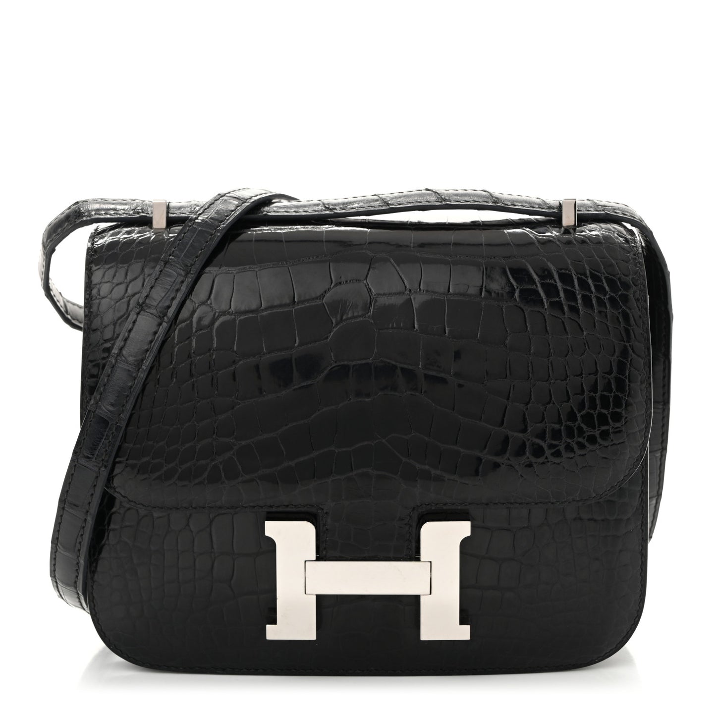 Shiny Alligator Constance 18 Black