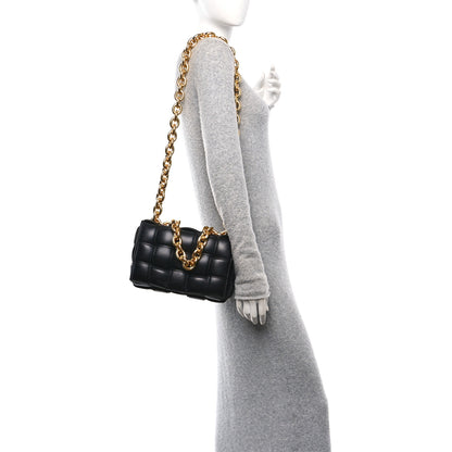 Bottega Veneta Lambskin Maxi Intreccio Padded Chain Cassette Crossbody Bag Black 2 of 9