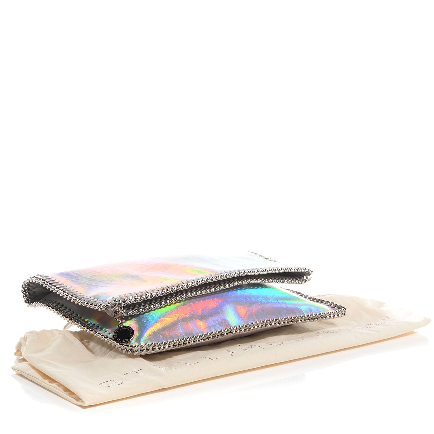 Stella McCartney Holographic Faux Leather Fold Over Falabella Clutch Silver 5 of 11
