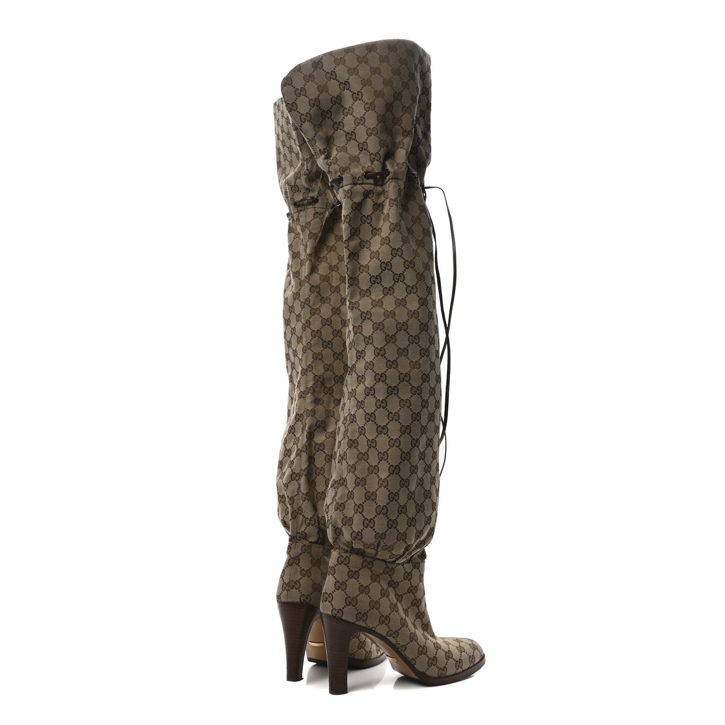 Monogram Over the Knee Boots 40 Beige Ebony