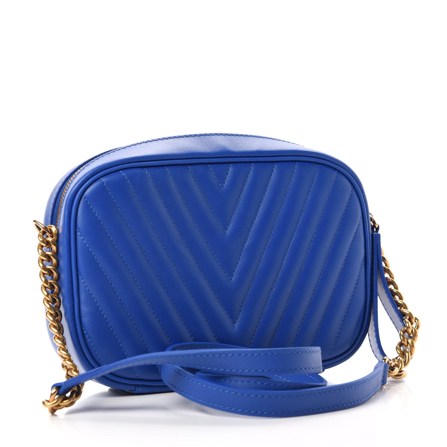 Calfskin New Wave Camera Bag Bleu Neon