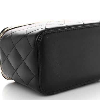 Chanel Lambskin Quilted Small Top Handle Vanity Case With Chain Black 10 of 11