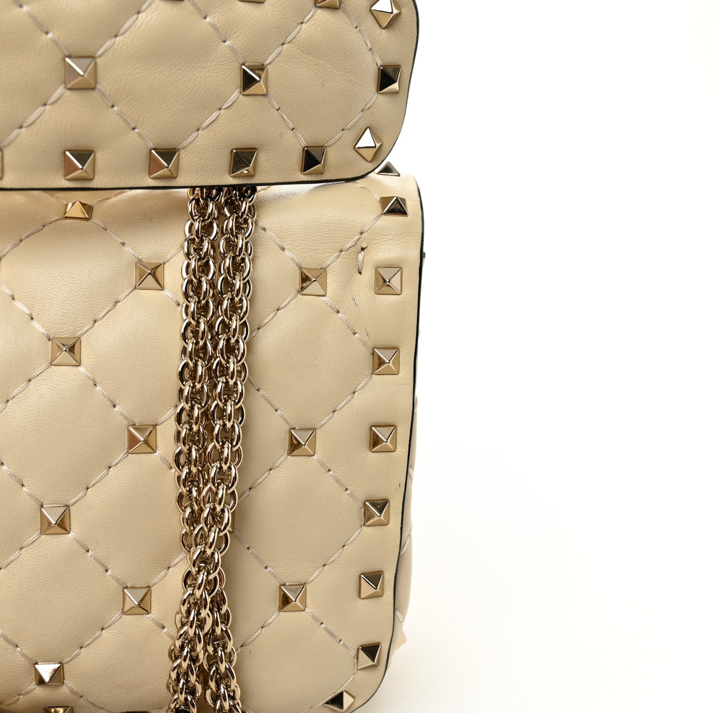 Nappa Small Rockstud Spike Shoulder Bag Light Ivory
