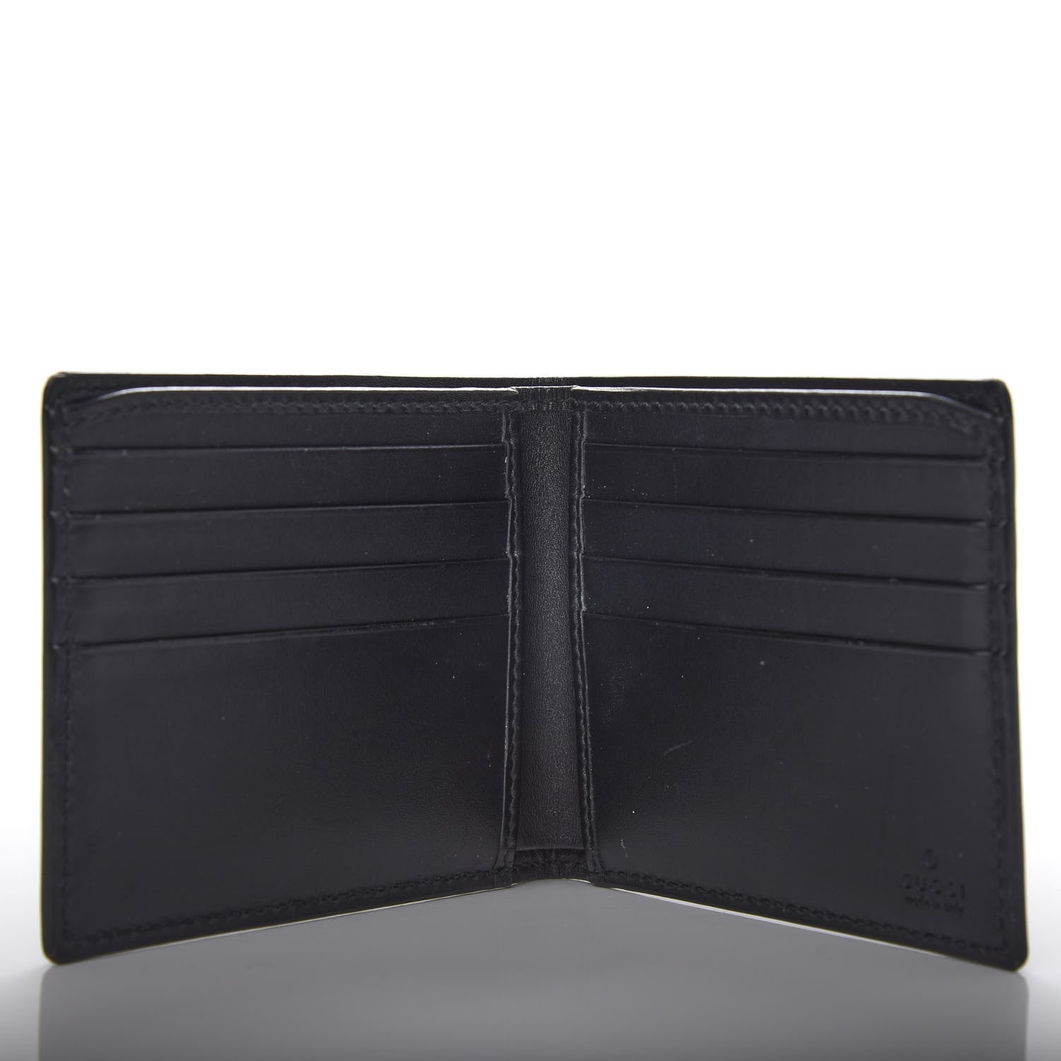 Gucci GG Supreme Monogram Selleria Calfskin Tiger Nice Bi-Fold Wallet Beige Ebony Multicolor Black 5 of 6