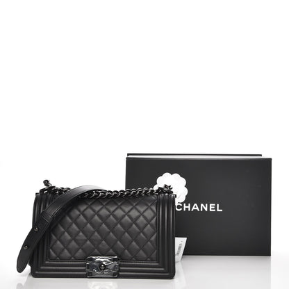 Chanel Calfskin Quilted Medium Boy Flap So Black 8 of 8