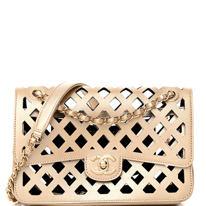 Chanel Metallic Lambskin Small Sea Through Flap Gold Black 8 of 14