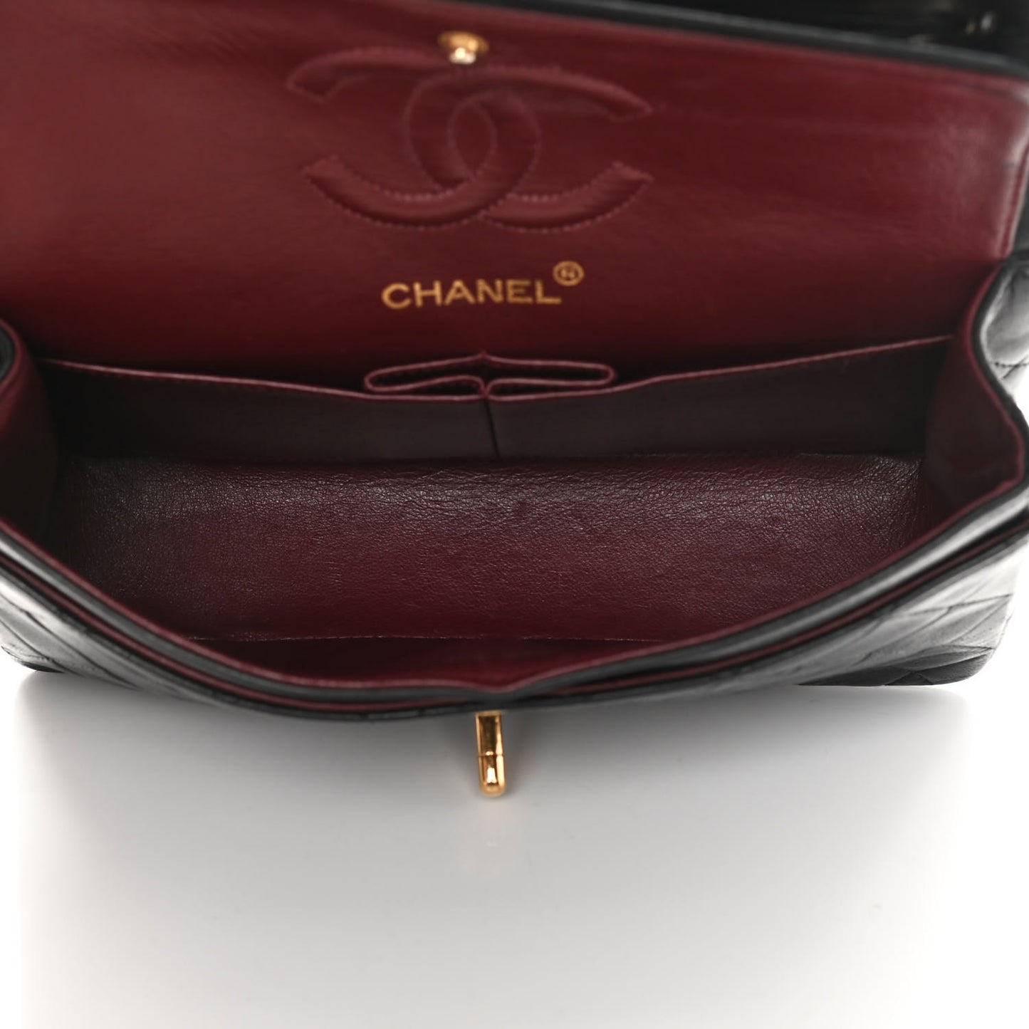 Lambskin Quilted Small Double Flap Black