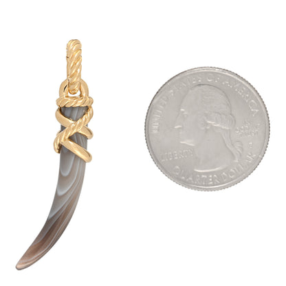 David Yurman 18K Yellow Gold Botswana Agate Tusk Amulet Pendant 2 of 3