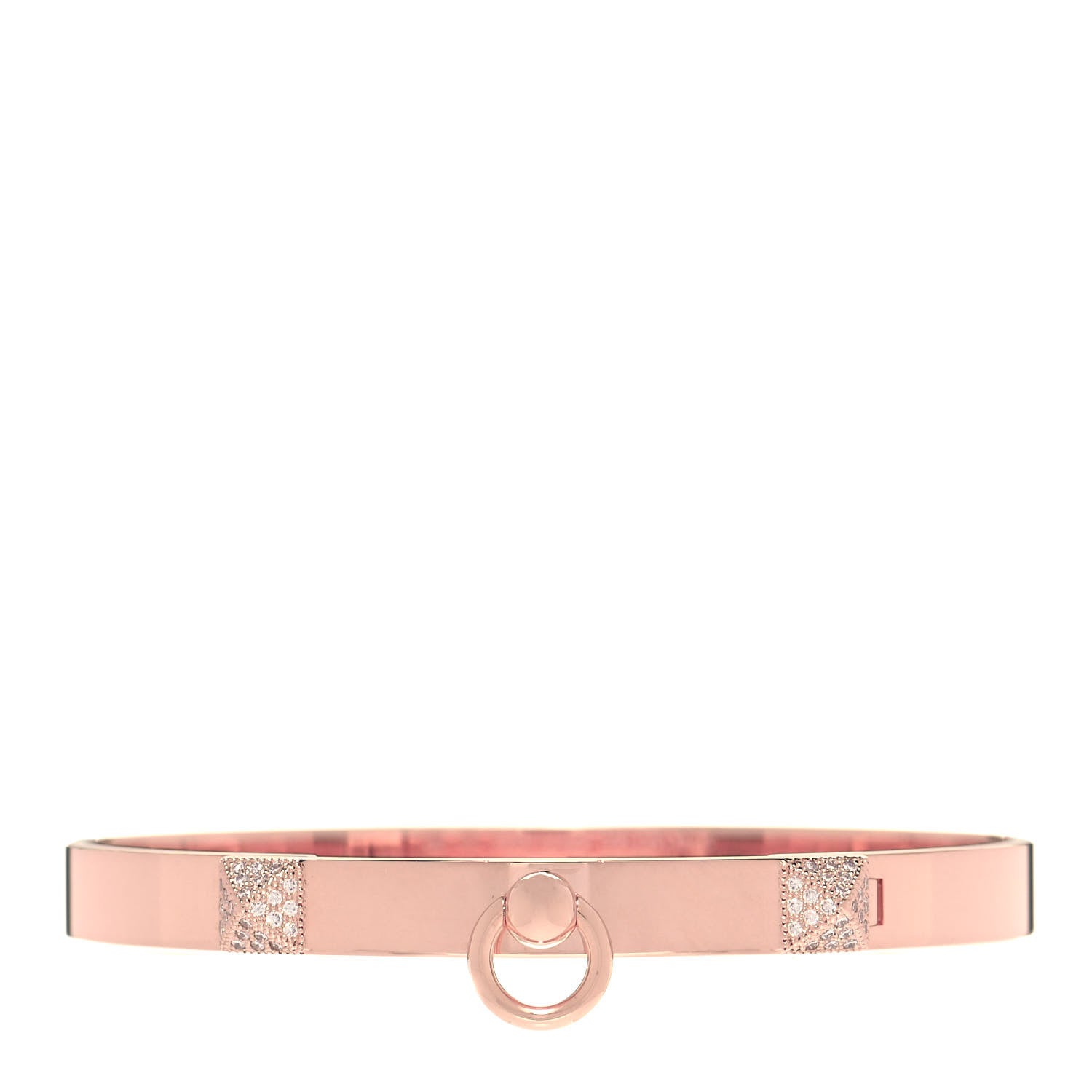 Hermes 18K Rose Gold Diamond PM Collier De Chien Bracelet ST 1 of 10
