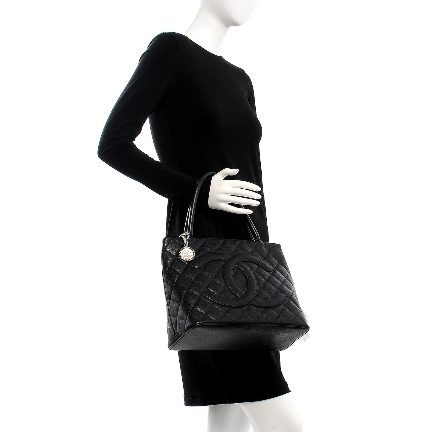 Caviar Medallion Tote Black