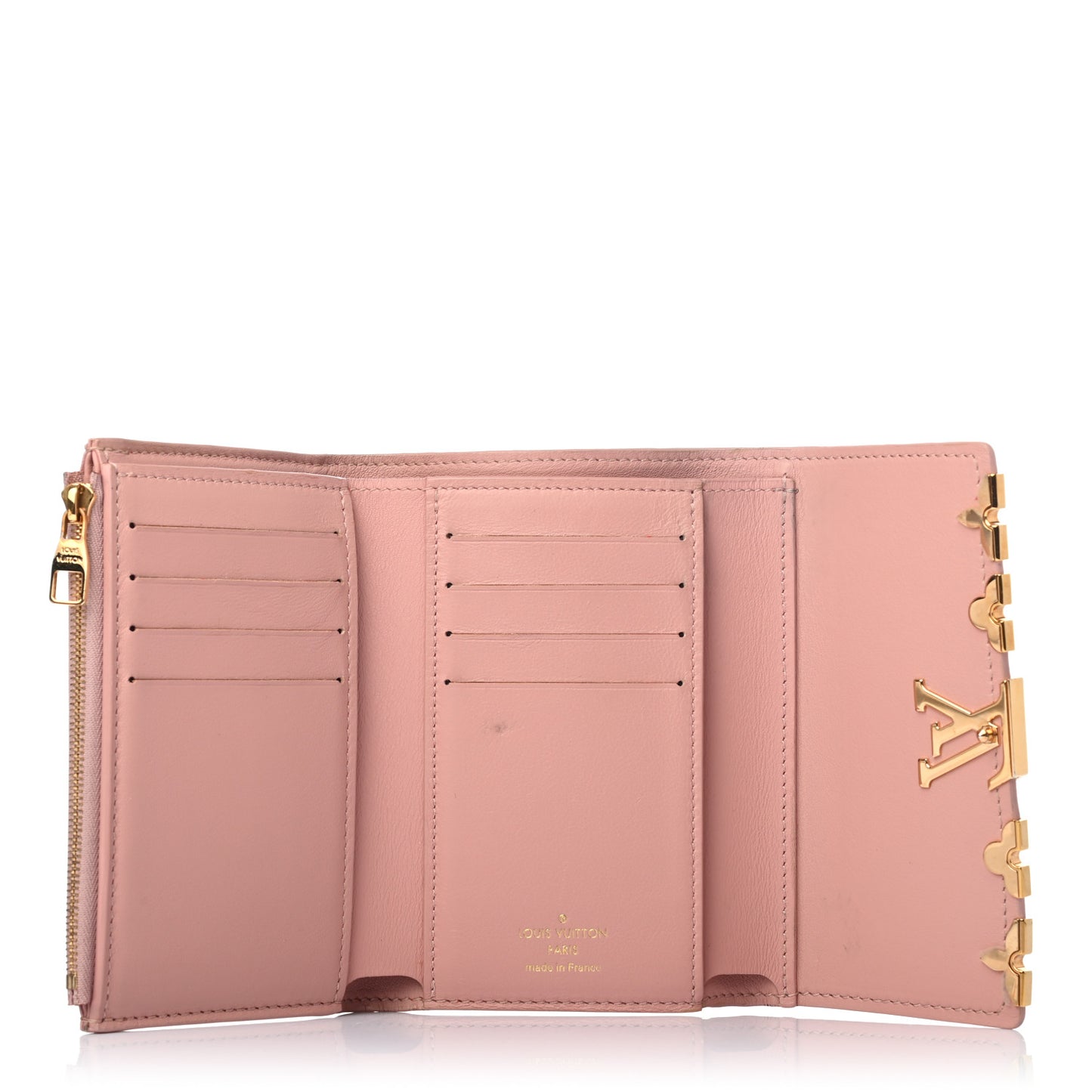Taurillon Embellished Capucines Compact Wallet Magnolia