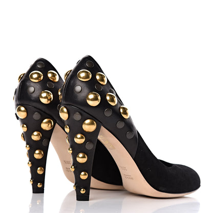 Gucci Suede Studded Babouska Pumps 38.5 Black 4 of 11