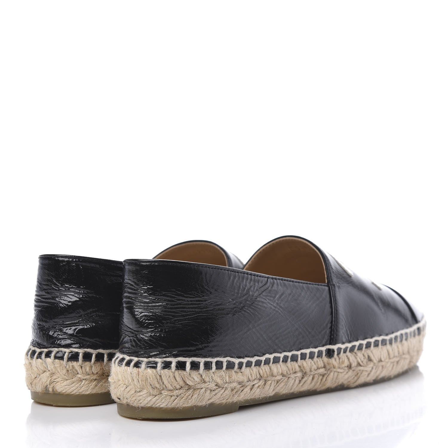 Chanel Lambskin CC Espadrilles 37 Black SIlver 4 of 10