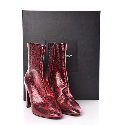 Saint Laurent Metallic Crackled Lou 95 Zip Bootie 36 Metal Barolo 12 of 12