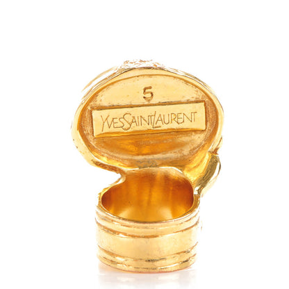 Saint Laurent Glass Cabochon Arty Ovale Ring 5 Gold Lapis 3 of 3