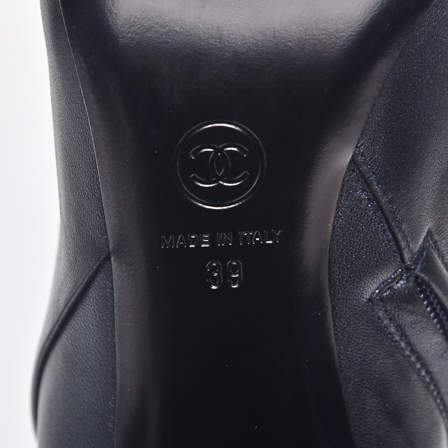 Chanel Lambskin CC Cap Toe High Boots 39 Pearly Black 6 of 10