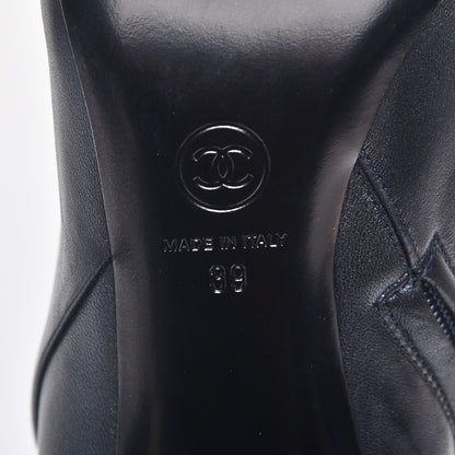 Chanel Lambskin CC Cap Toe High Boots 39 Pearly Black 6 of 10