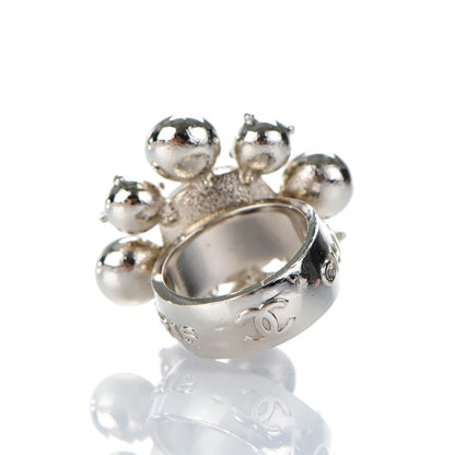 Chanel Crystal CC Ring 6.75 Silver 3 of 5