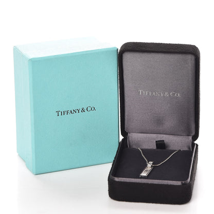 Tiffany 18K White Gold Diamond Atlas Bar Drop Pendant Necklace 8 of 8