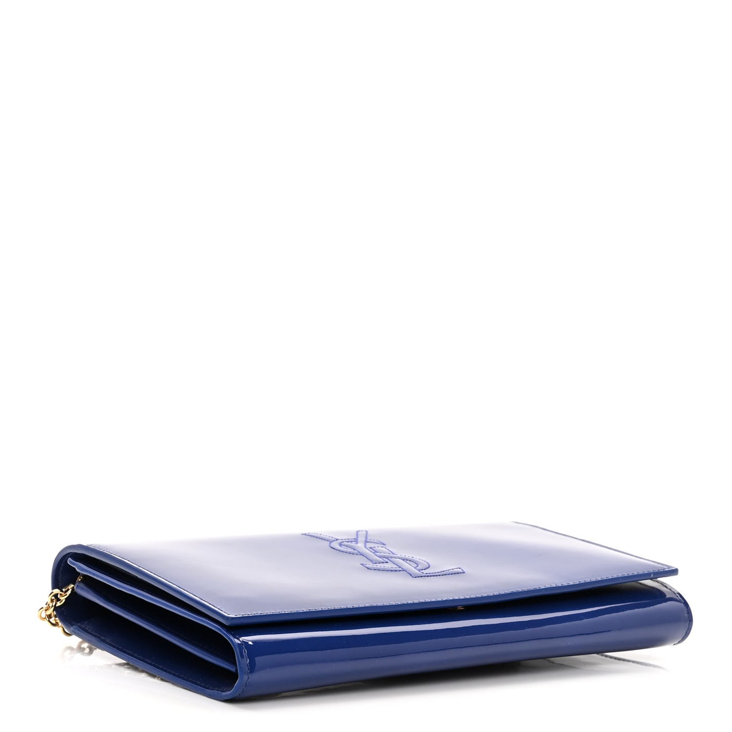 Patent Calfskin Belle de Jour Chain Clutch Blue