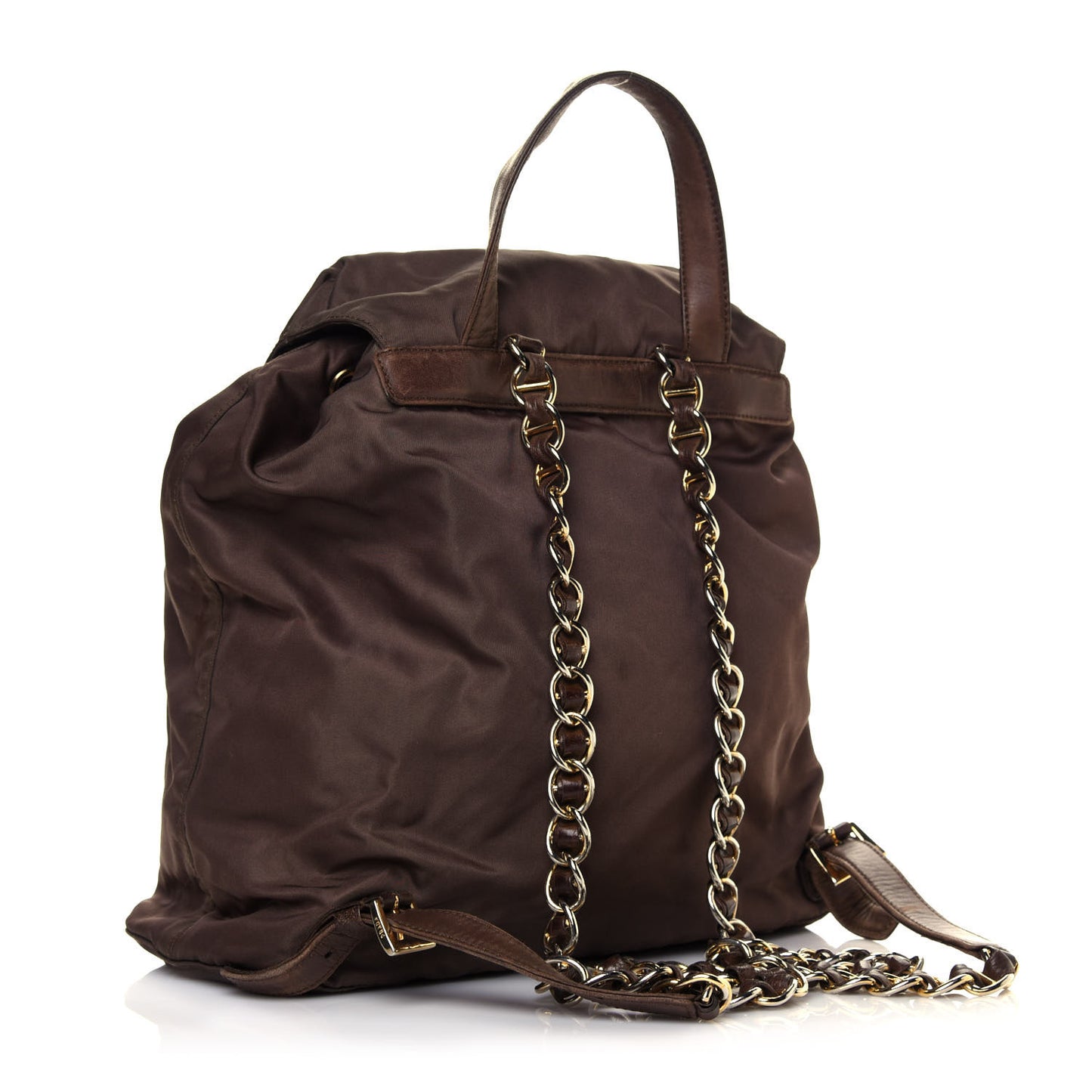 Tessuto Nylon Chain Backpack Brown