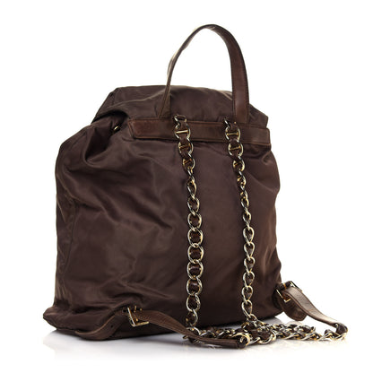 Prada Tessuto Nylon Chain Backpack Brown 2 of 5