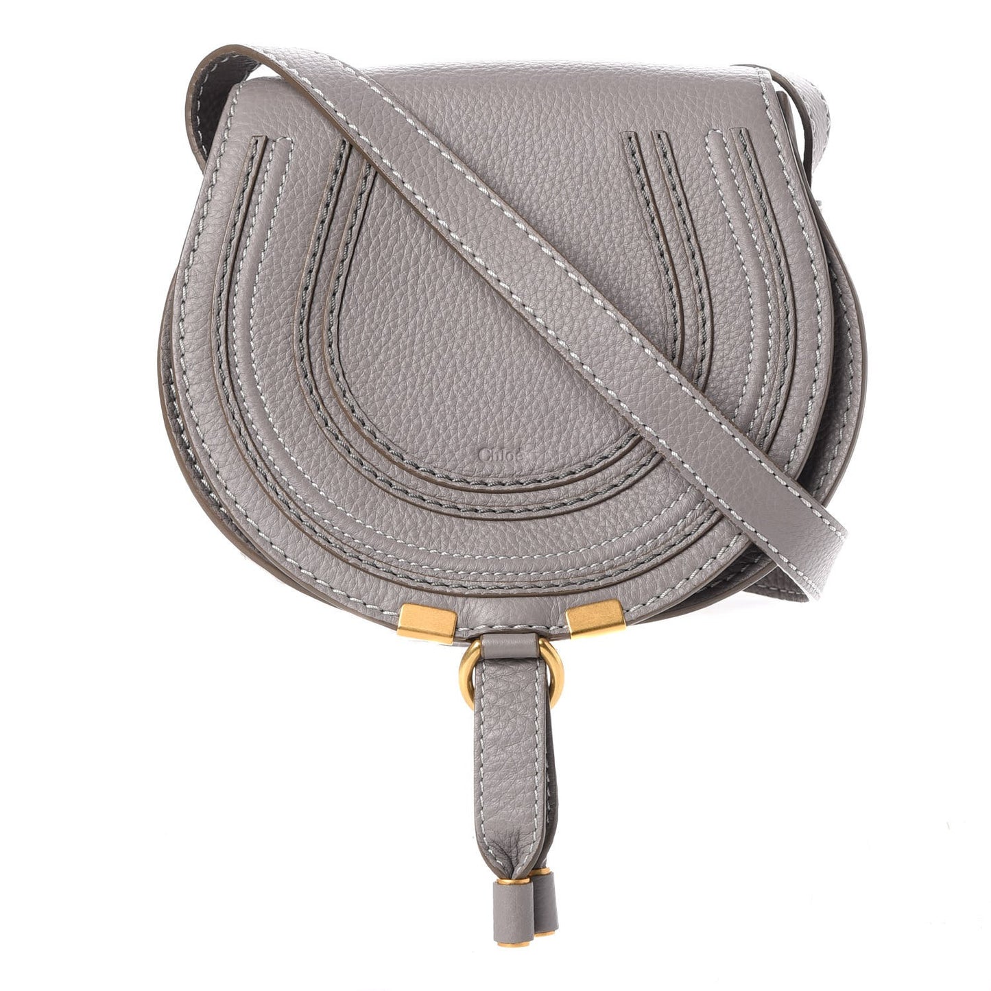 Calfskin Mini Marcie Round Crossbody Bag Cashmere Grey