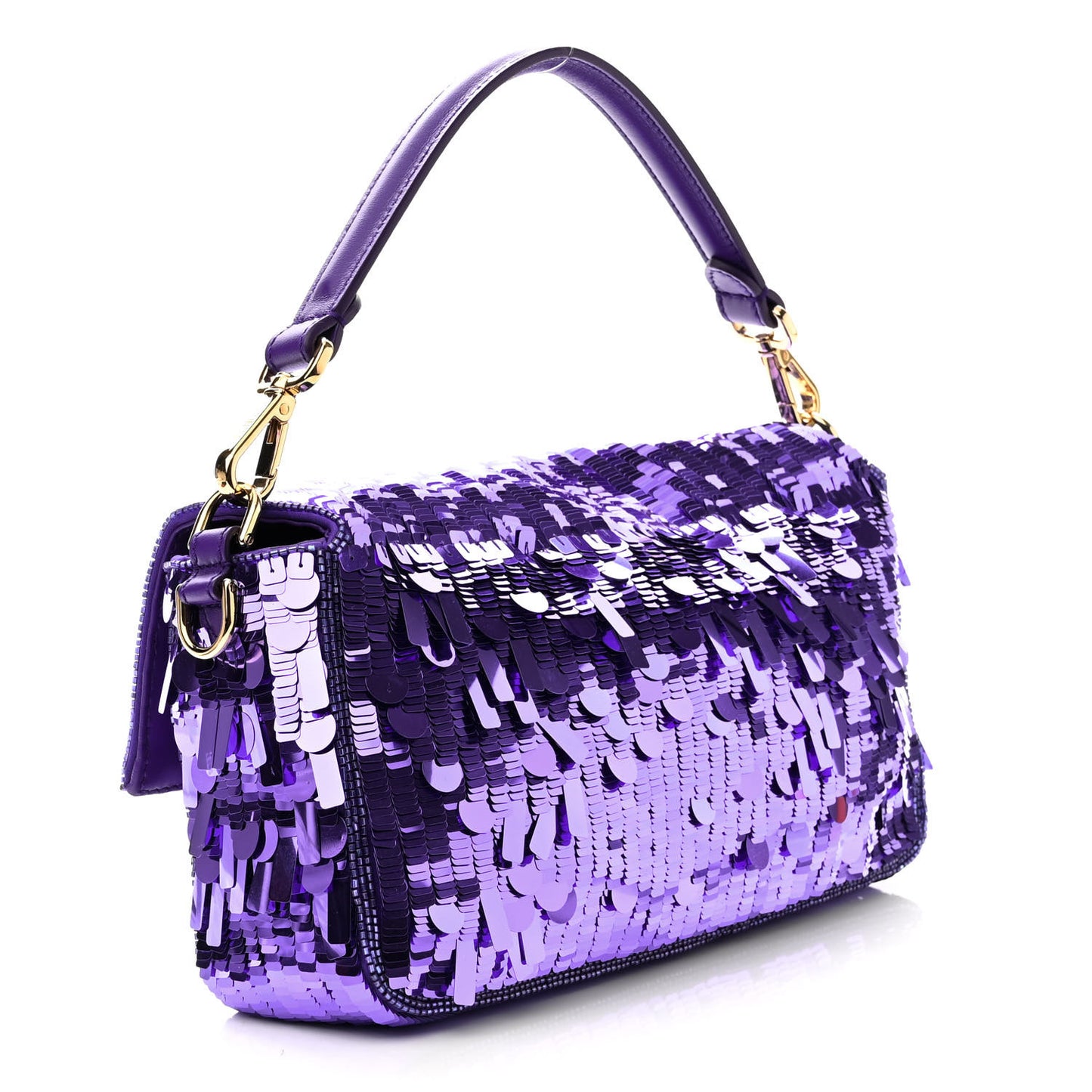Sequin Paillettes Shiny Nappa Sex and the City Baguette Viola Purple Rain