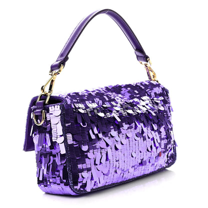 Fendi Sequin Paillettes Shiny Nappa Sex and the City Baguette Viola Purple Rain 3 of 10
