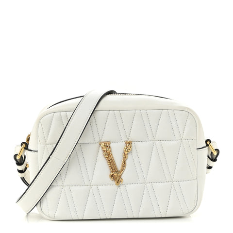 Nappa Quilted Virtus Shoulder Bag White