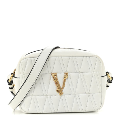 Versace Nappa Quilted Virtus Shoulder Bag White 1 of 10