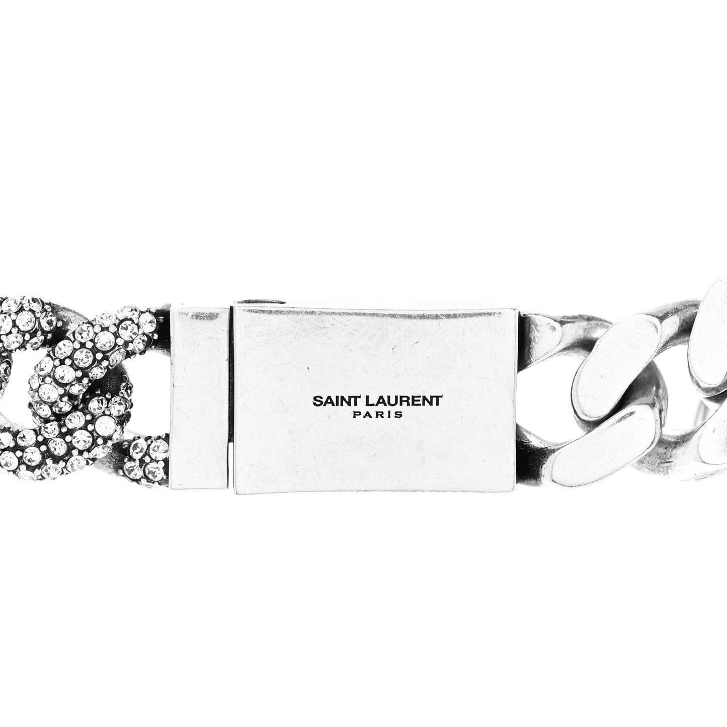 Crystal Curb Chain Necklace Oxidized Silver Oxidized Silver