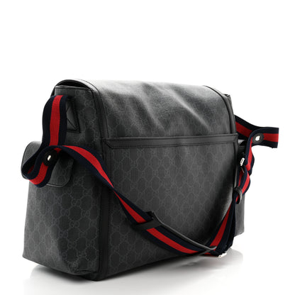 Gucci GG Supreme Monogram Web Messenger Diaper Bag Black Grey 3 of 9