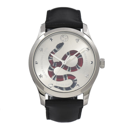 Gucci Stainless Steel Calfskin 38mm G-Timeless Snake Quartz Watch 1 of 9